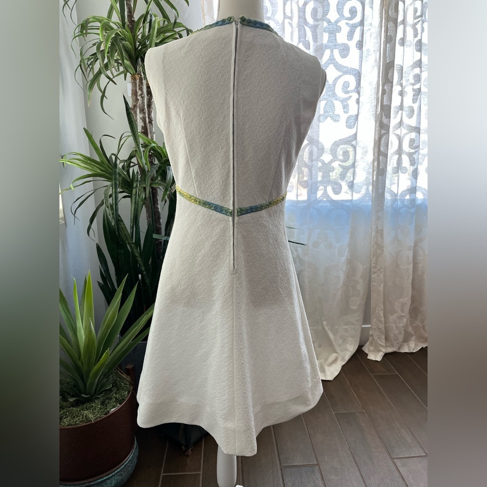 S/M Vintage 60s mod midi dress with green blue detail handmade Gogo dress - Picture 6 of 9